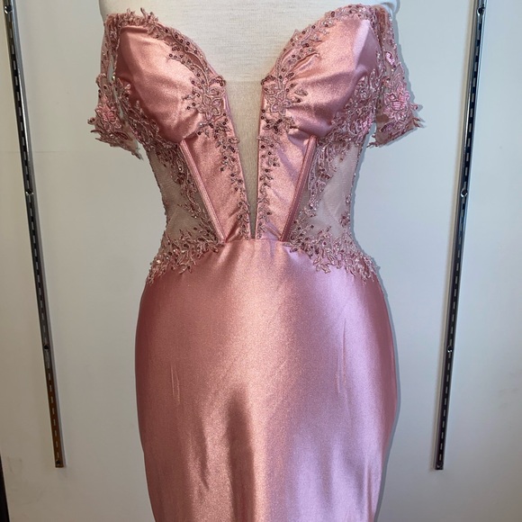 COPY - Sherri Hill. 56998. Fitted off the shoulder gown with sheer bodice. - Picture 4 of 9